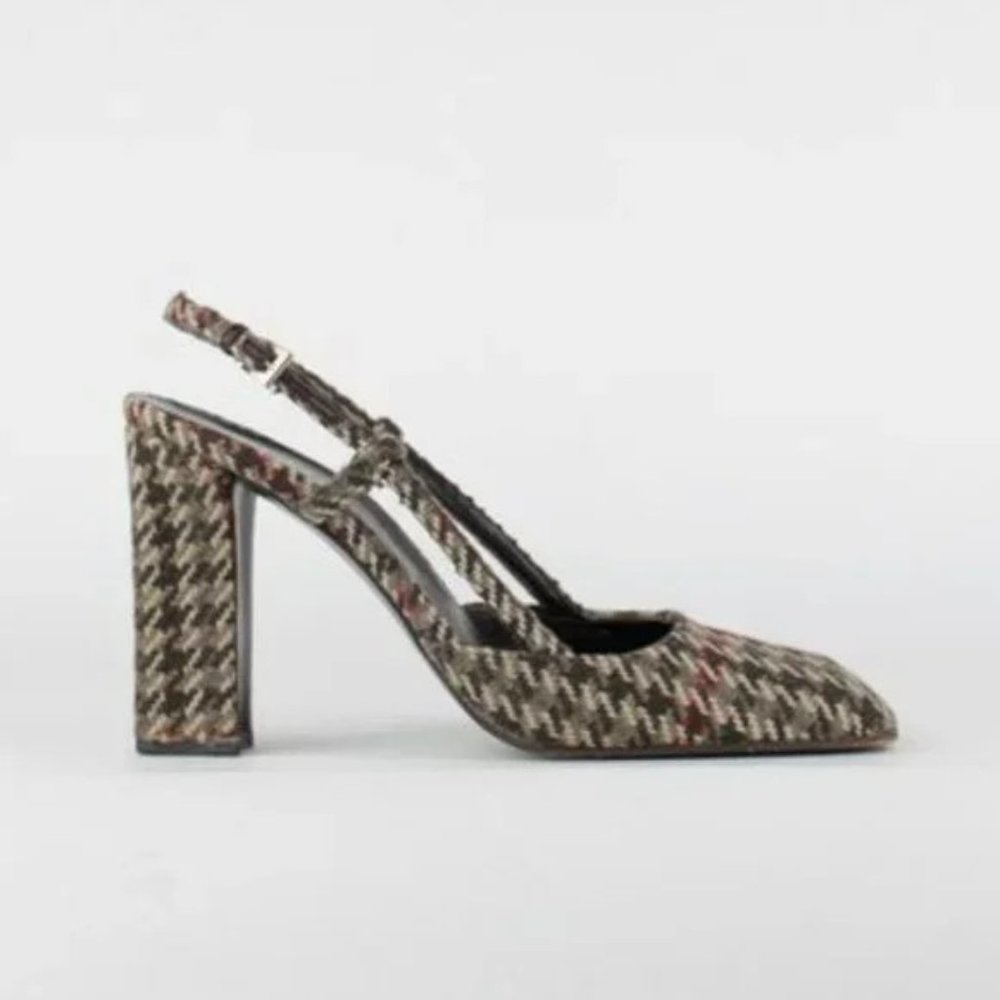 Prada Houndstooth Sling-Back Heels